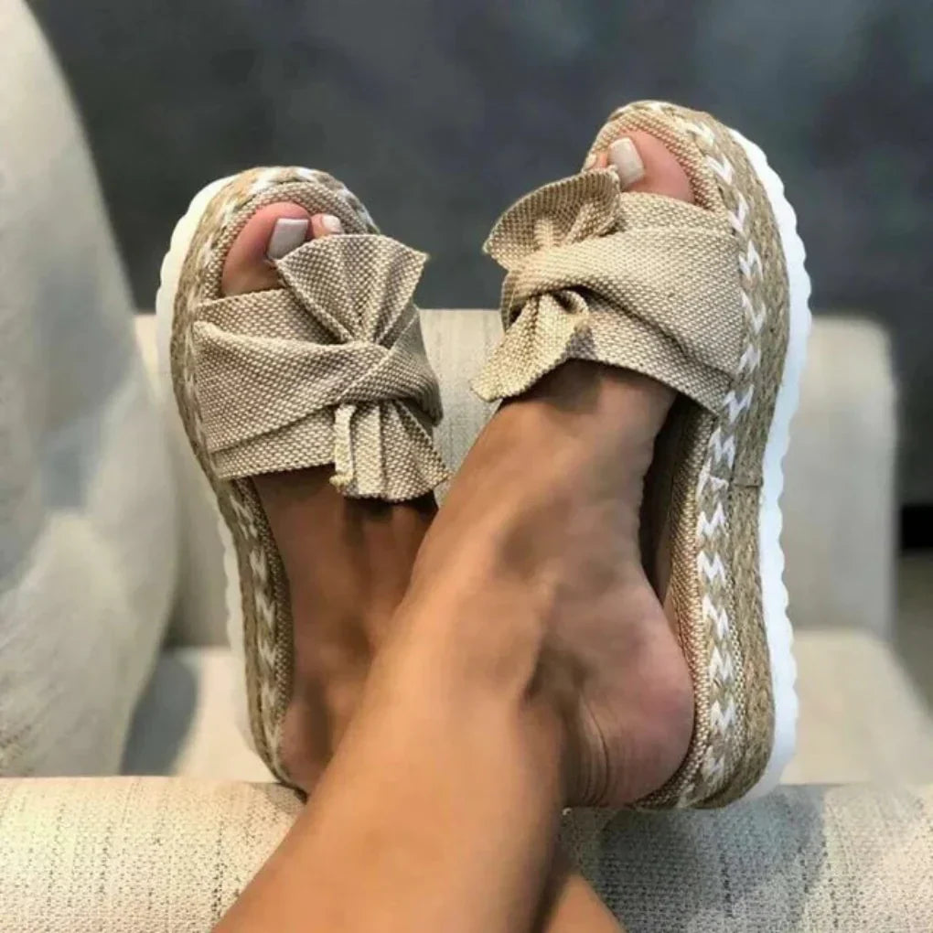 Nabalu Brisavelle | Women’s Platform Slides with Bow Detail