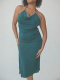 Klassy Cowl Neck Halter Midi Dress