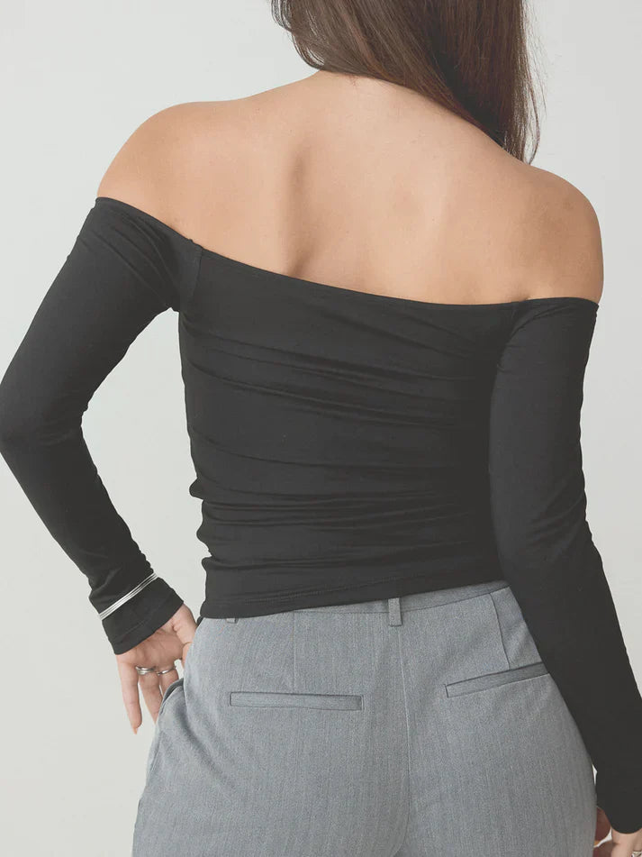 Klassy Off The Shoulder Braless Long Sleeve