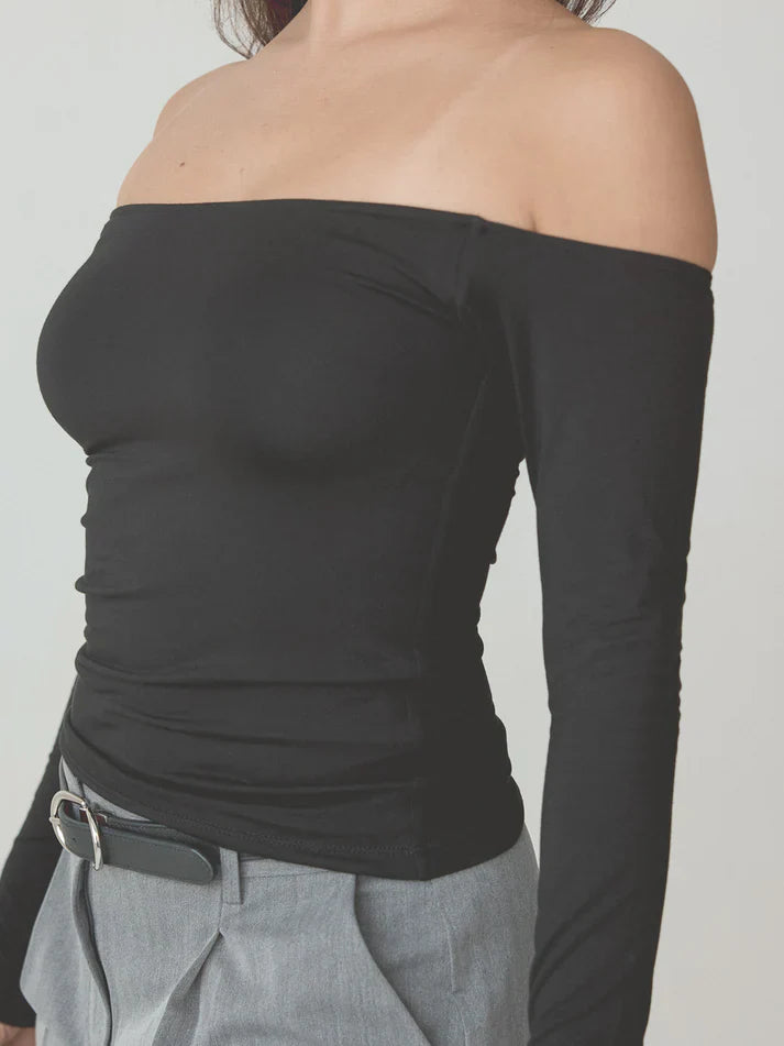 Klassy Off The Shoulder Braless Long Sleeve