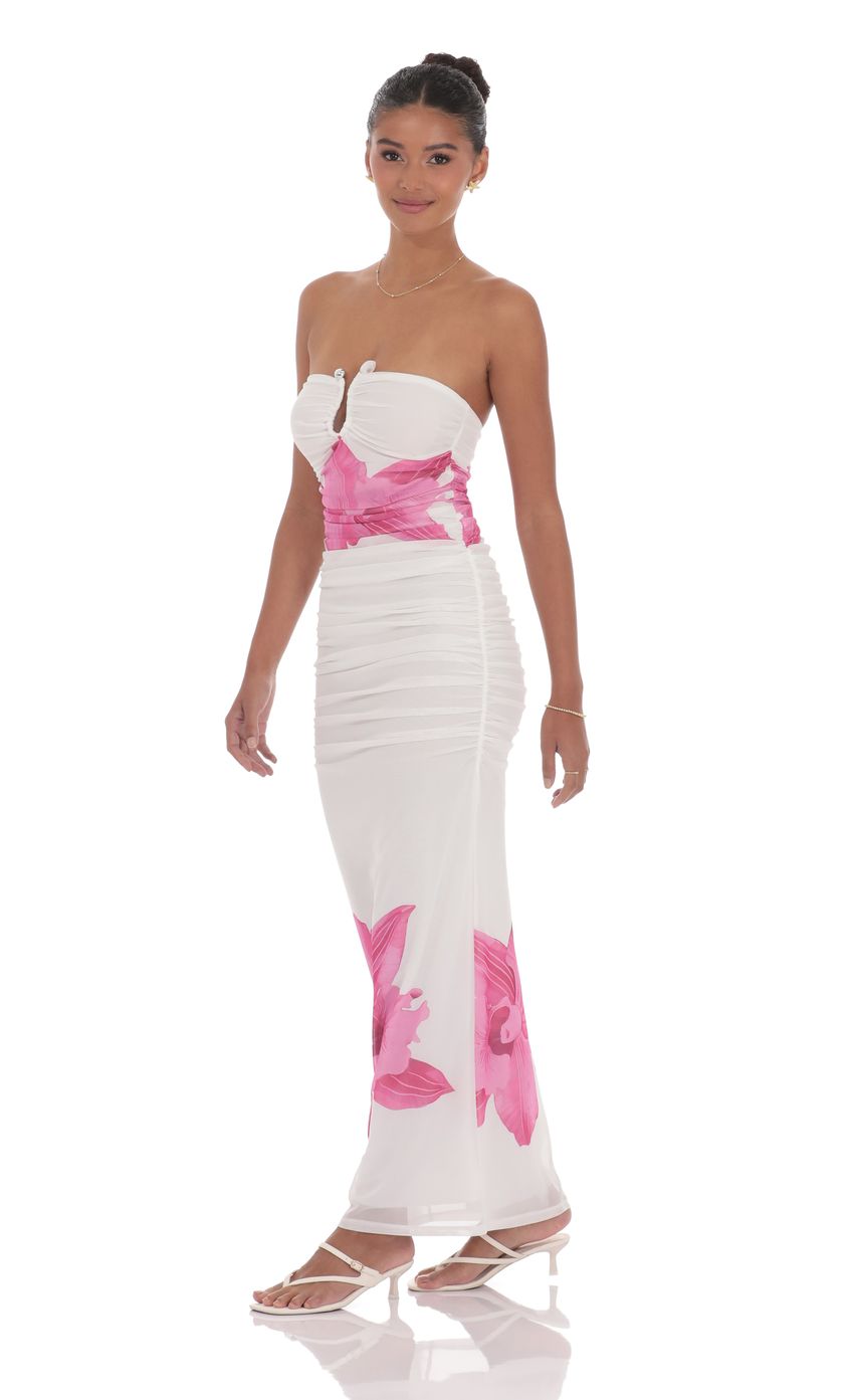 Lucy In The Sky Embellished Floral Bodycon Maxi Dress in White