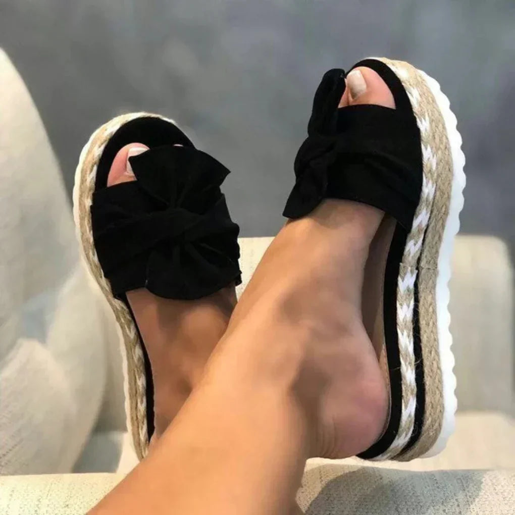 Nabalu Brisavelle | Women’s Platform Slides with Bow Detail