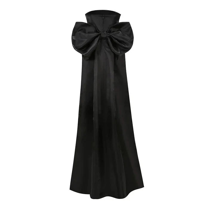 *Away to Wonderland Satin Mini Dress with Oversized Bow