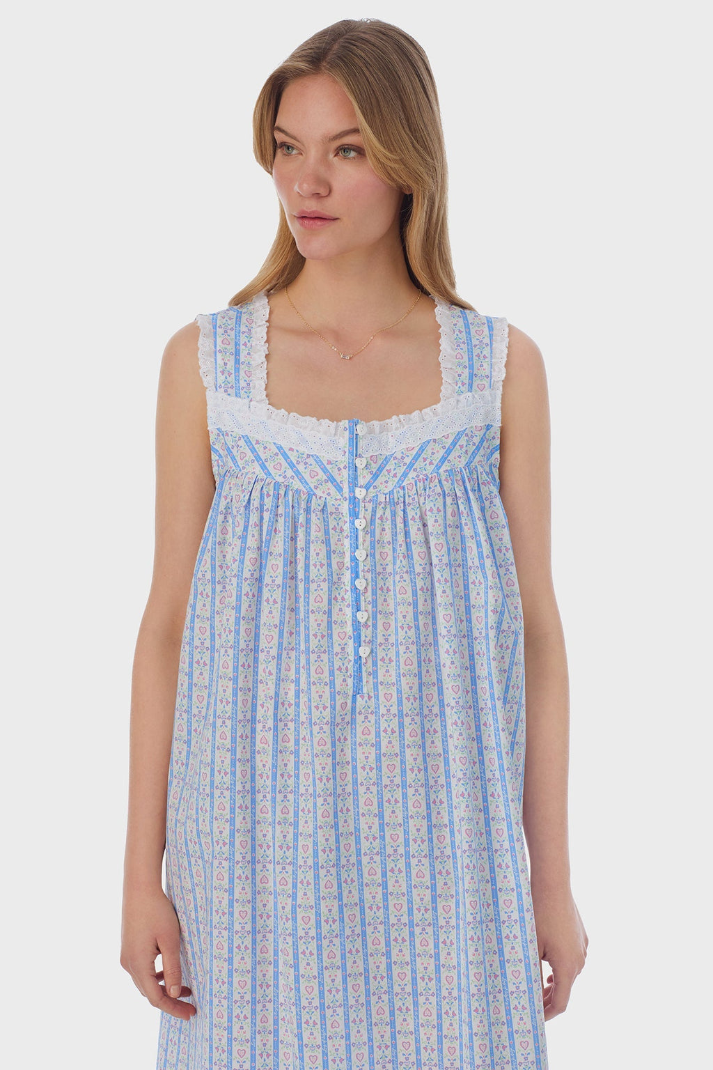 Lanz of Salzburg Women's Tyrolean Heart Cotton Long Nightgown