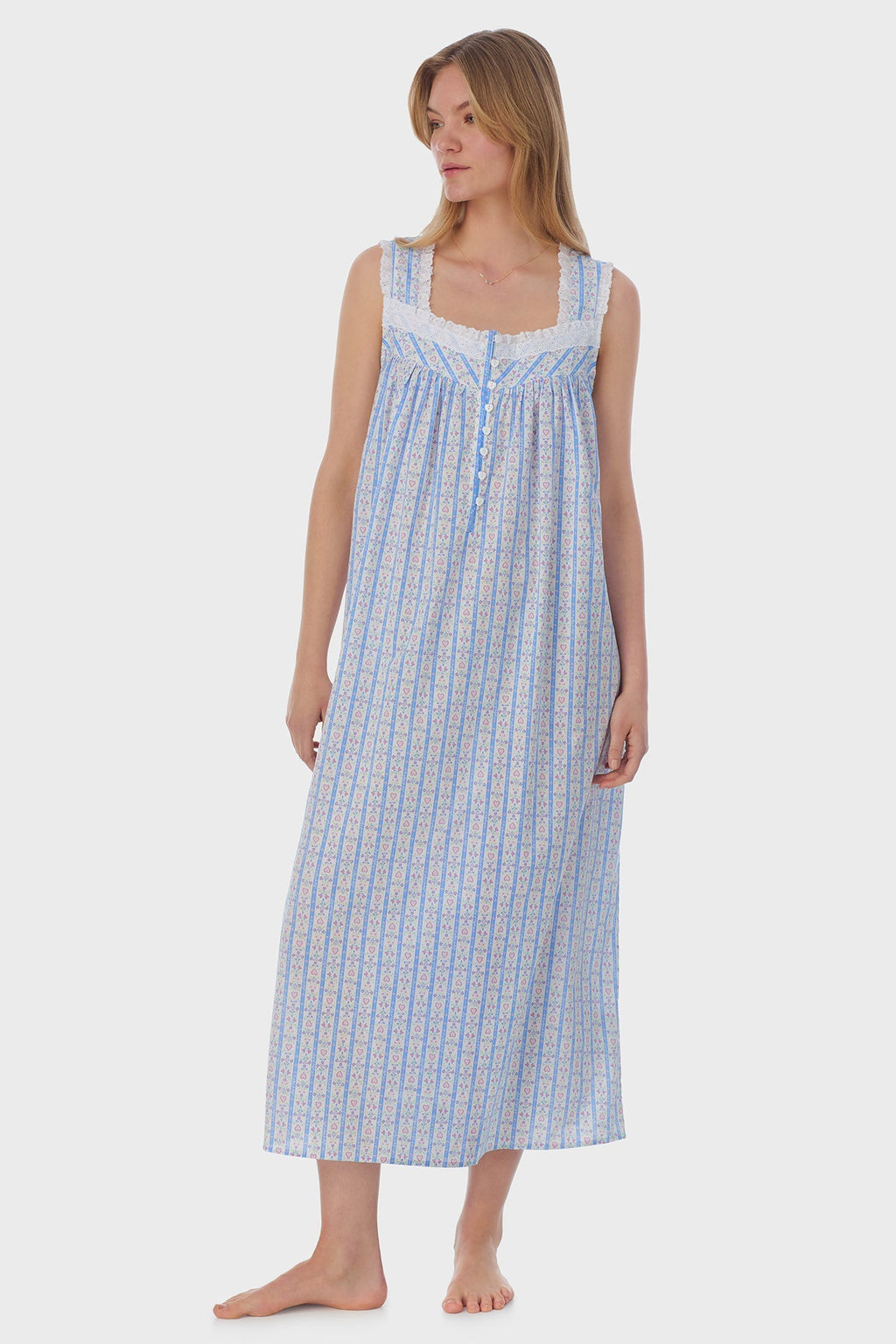 Lanz of Salzburg Women's Tyrolean Heart Cotton Long Nightgown