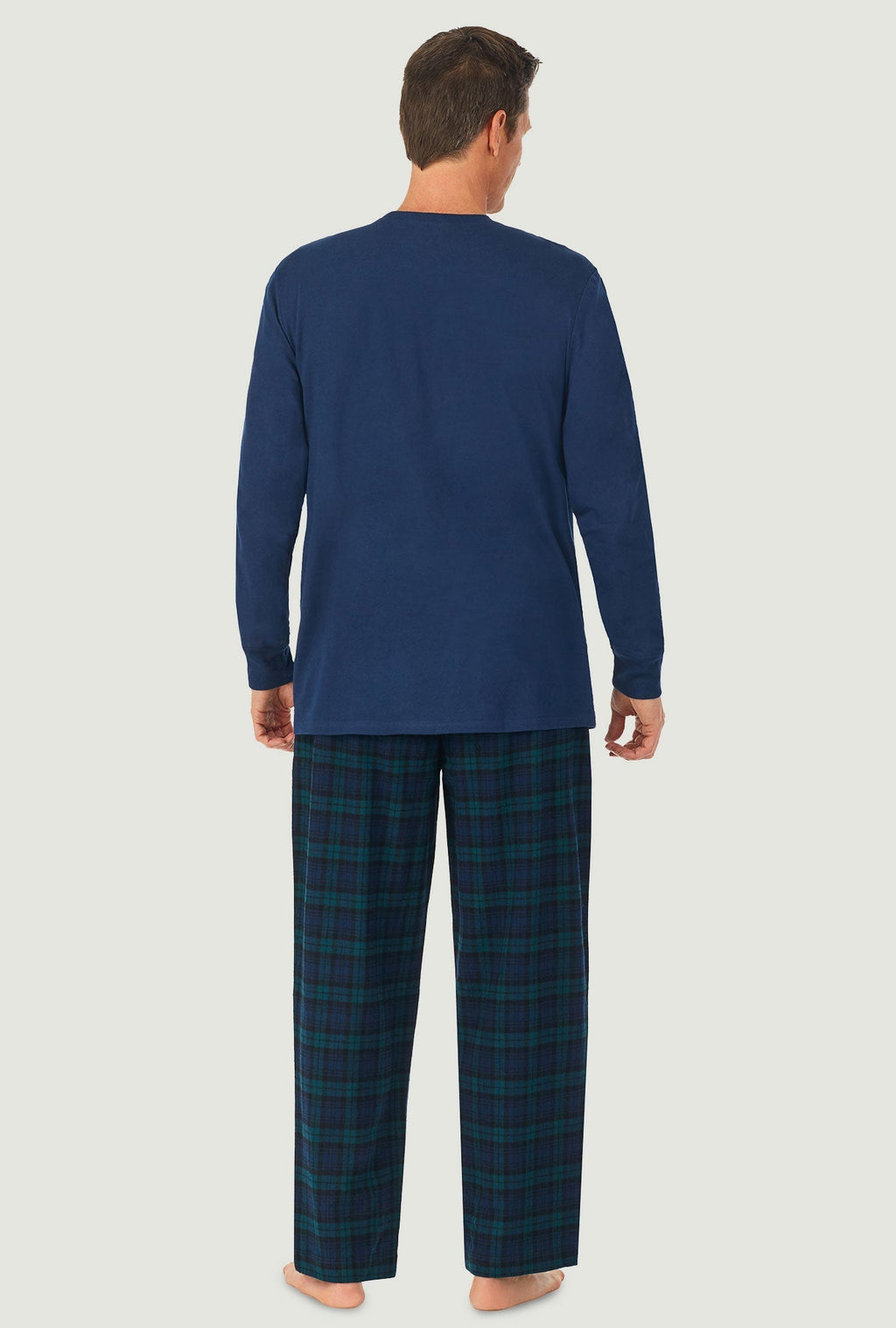 Lanz of Salzburg Men's Black Watch Plaid Knit & Flannel PJ Set
