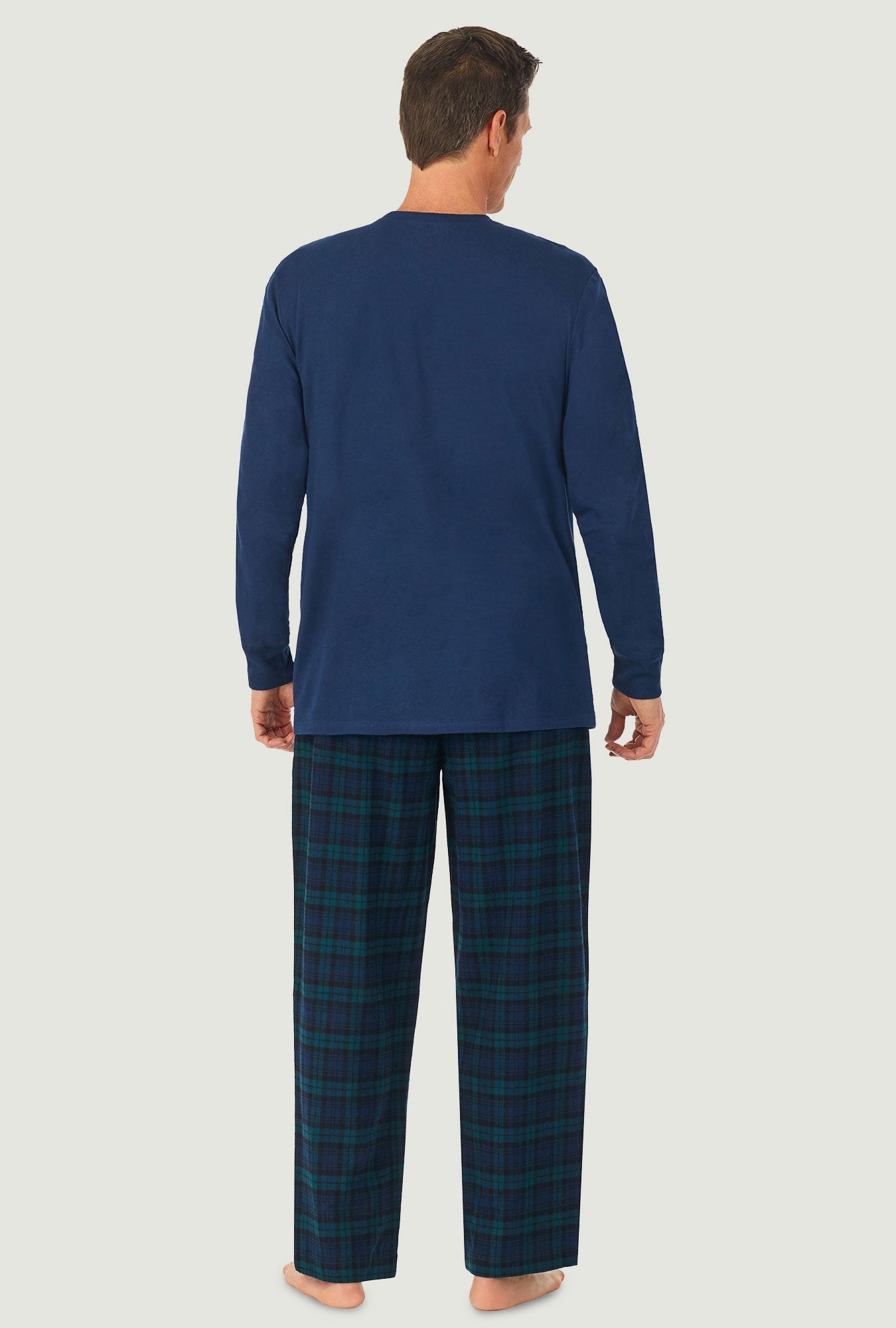 Lanz of Salzburg Men's Black Watch Plaid Knit & Flannel PJ Set