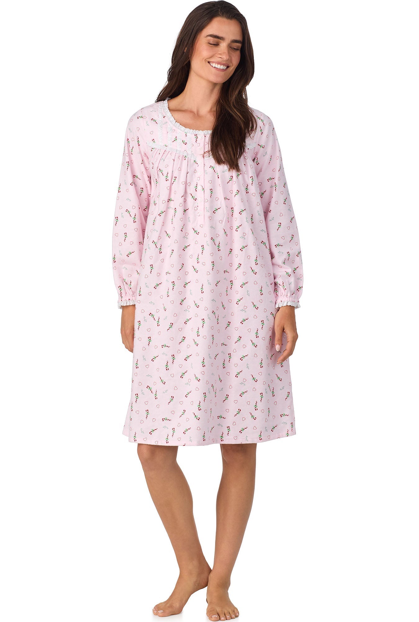 Lanz of Salzburg Women's Candy Canes Waltz Flannel Gown