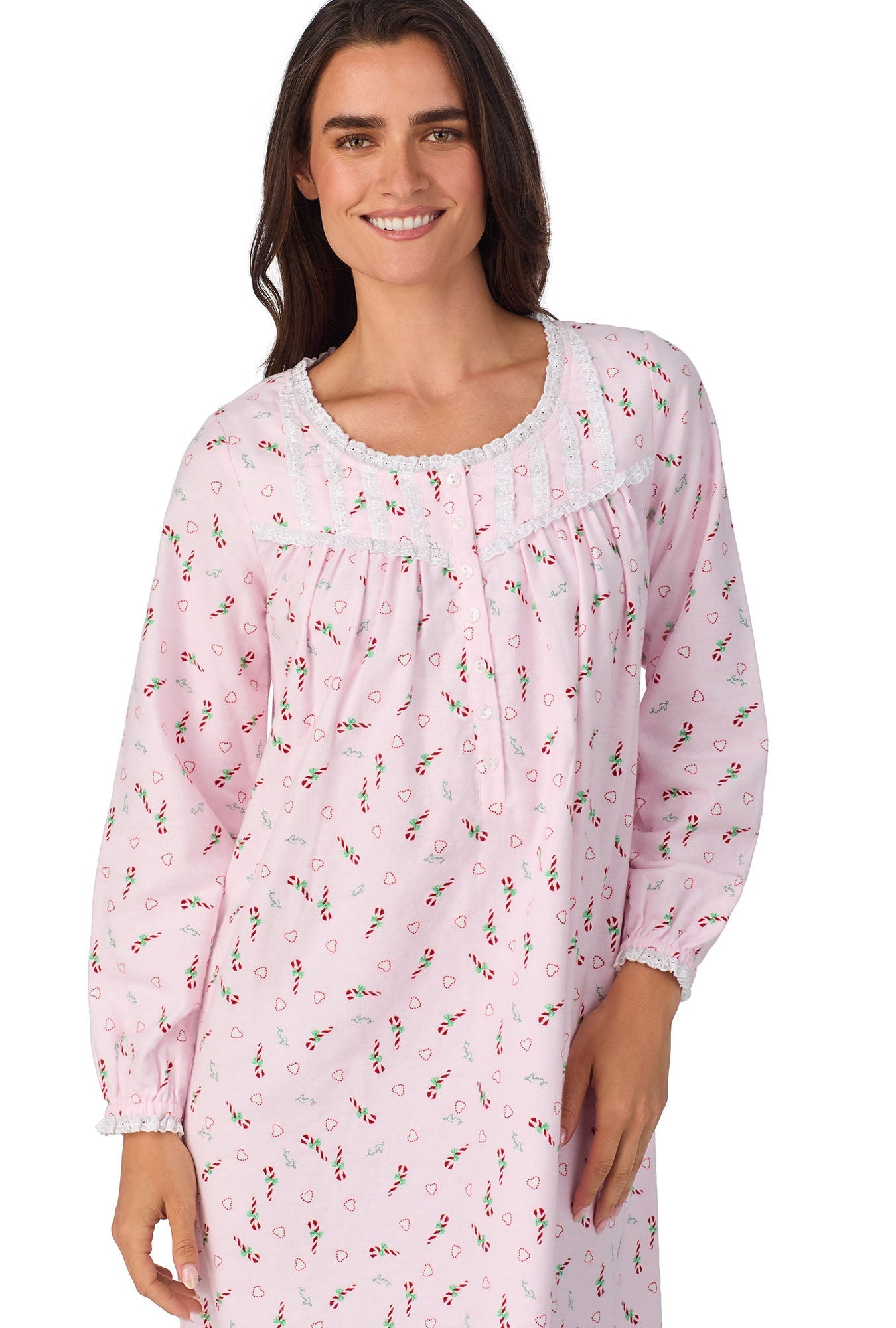 Lanz of Salzburg Women's Candy Canes Waltz Flannel Gown