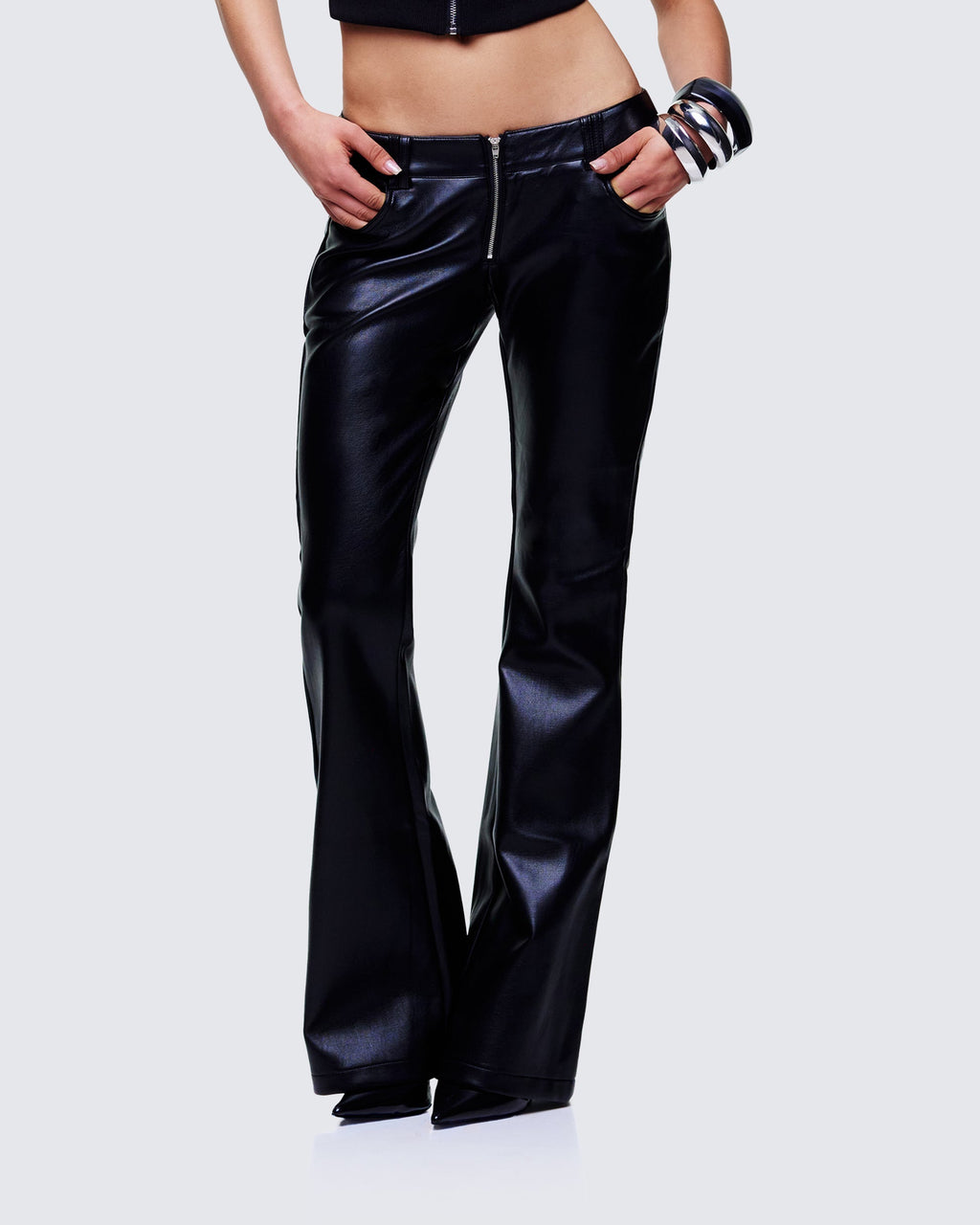 Finesse Salma Black Faux Lace Back Pants