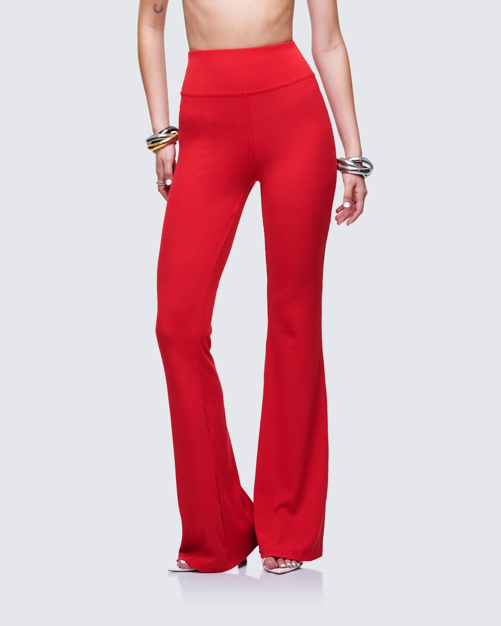 Finesse Cambree Red Ribbed Flare Legging