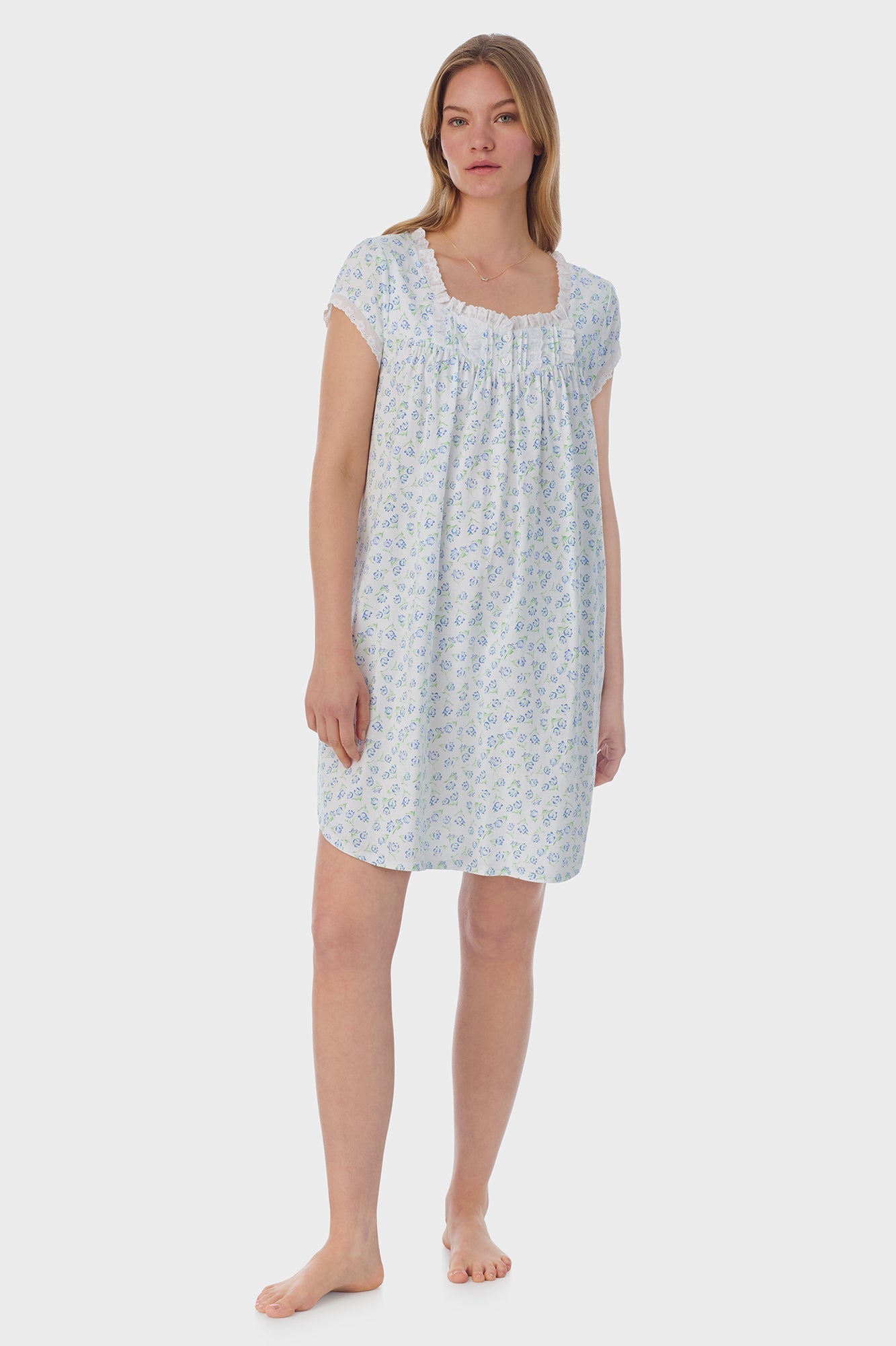 Lanz of Salzburg Women's Tulip Knit Cap Sleeve Short Nightie