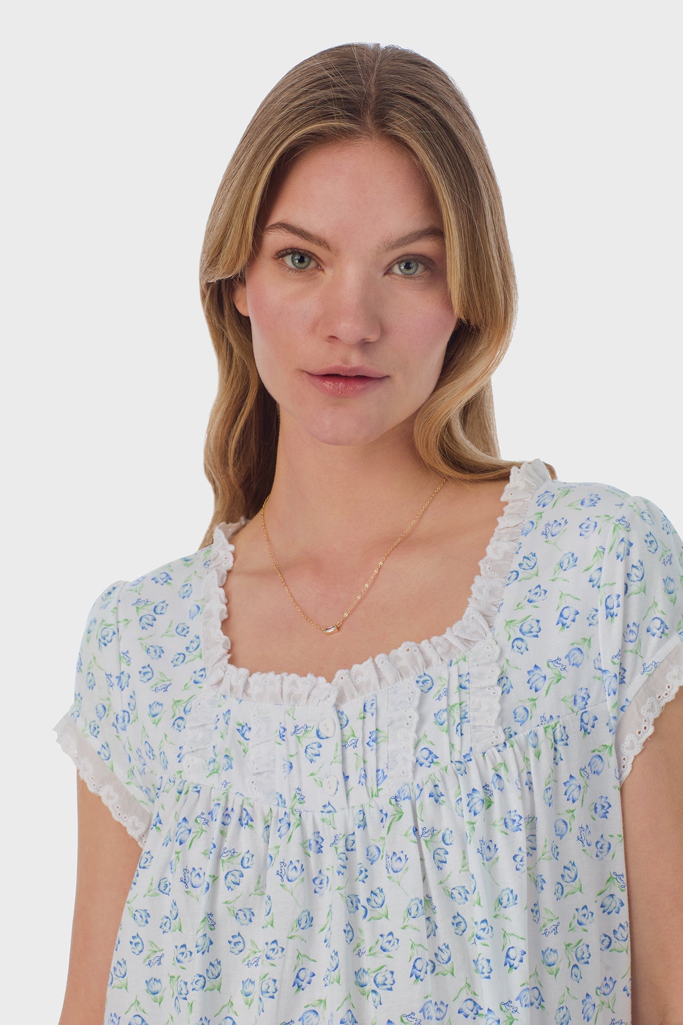 Lanz of Salzburg Women's Tulip Knit Cap Sleeve Short Nightie