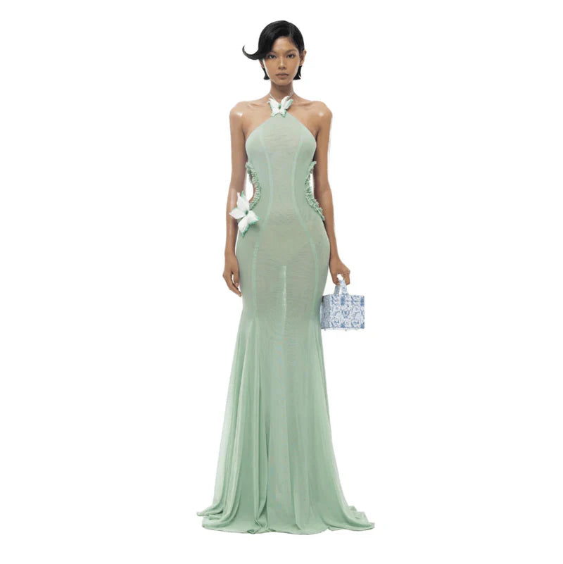 Mermaid Way Don't Need A Filter Butterfly Halter Light Maxi Dress