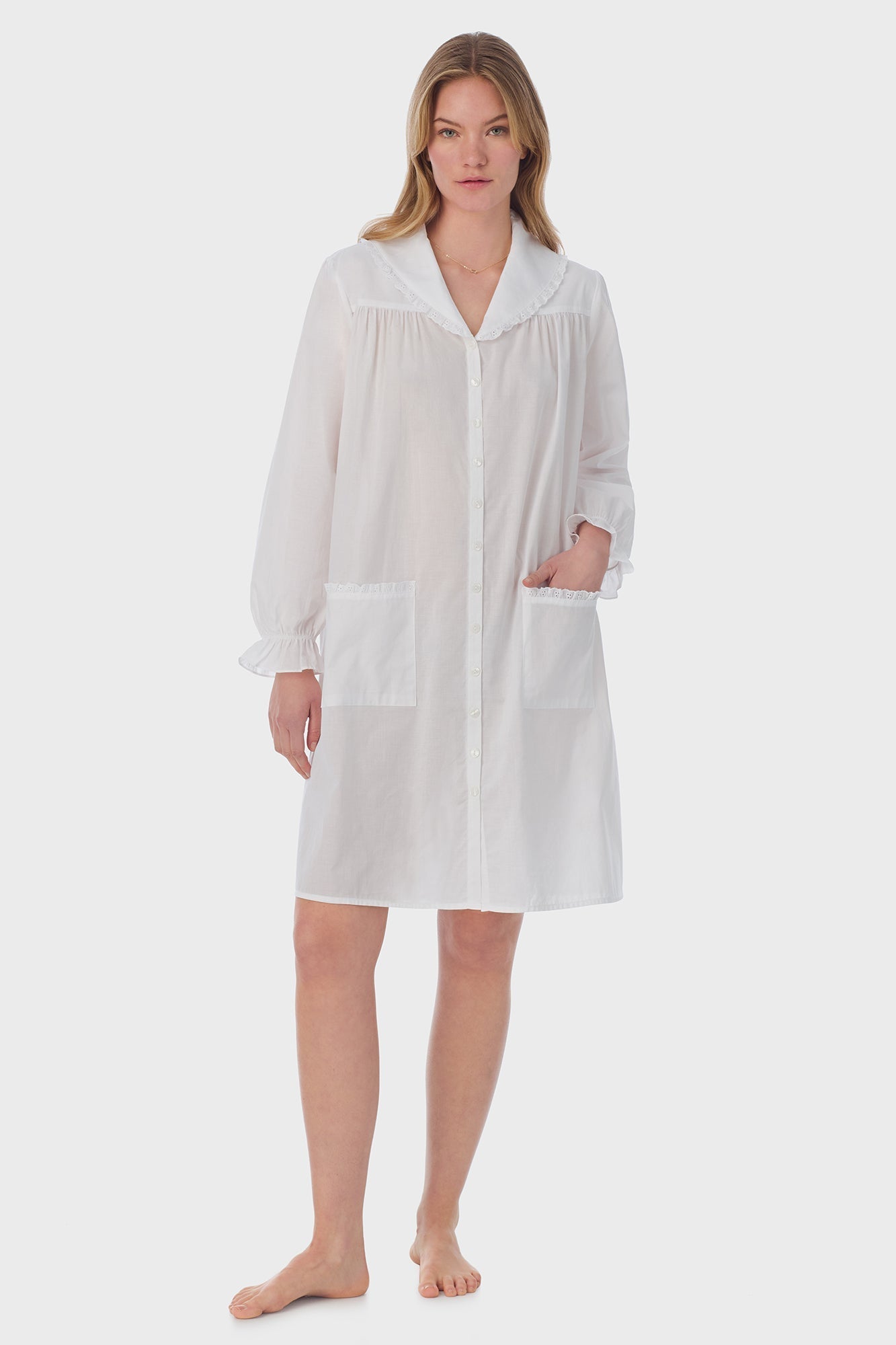 Lanz of Salzburg Women's White Cotton Dream Short Robe/Dress
