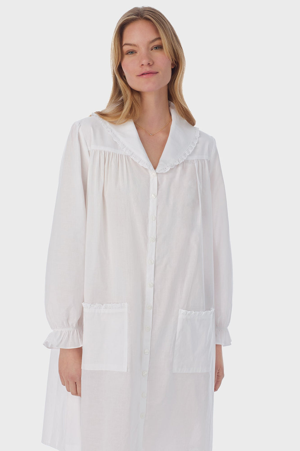 Lanz of Salzburg Women's White Cotton Dream Short Robe/Dress