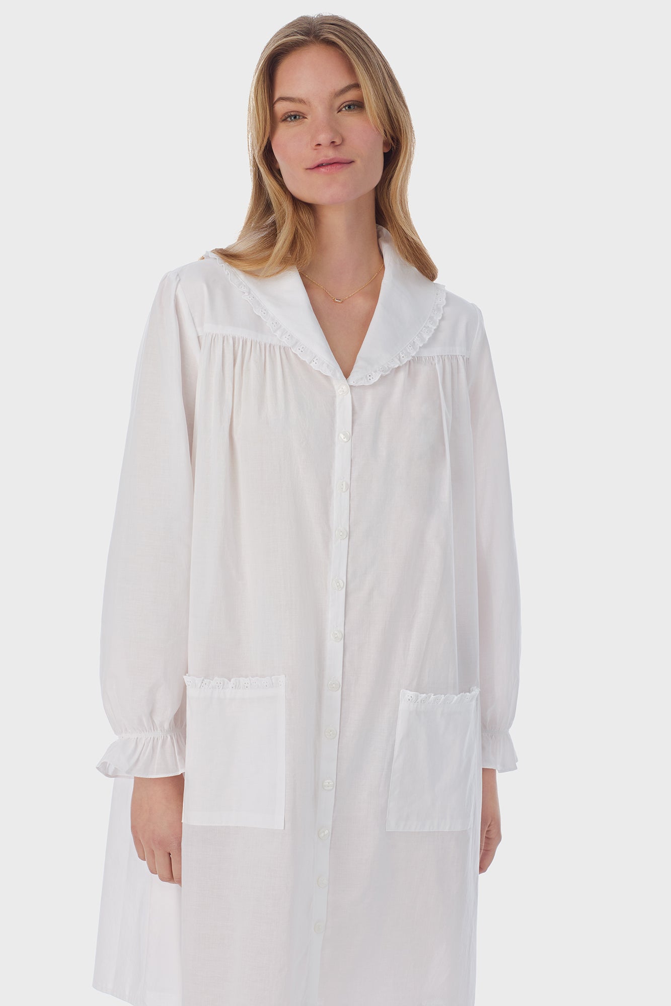 Lanz of Salzburg Women's White Cotton Dream Short Robe/Dress