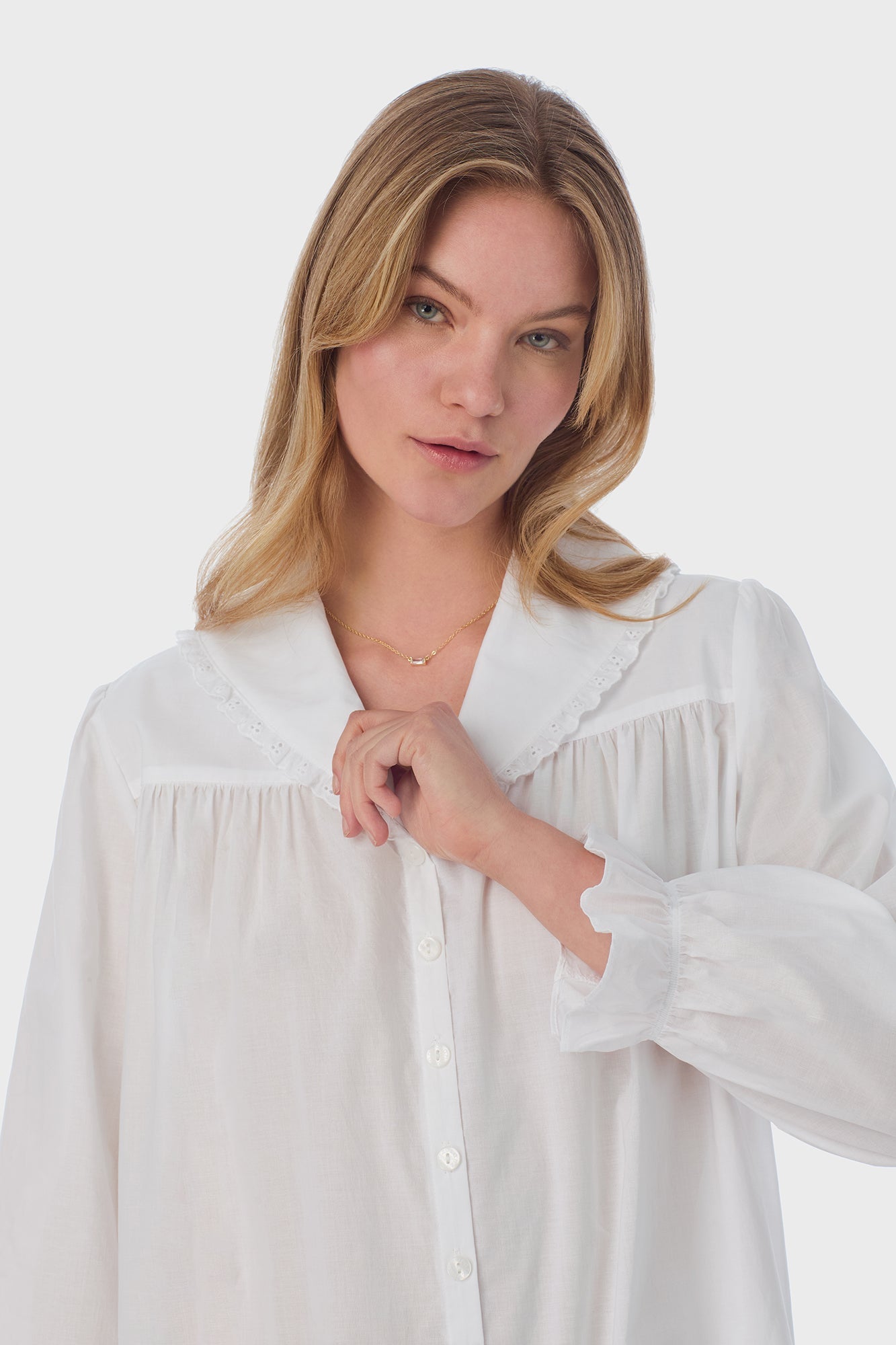 Lanz of Salzburg Women's White Cotton Dream Short Robe/Dress