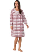 Lanz of Salzburg Women's Red Fair Isle Waltz Flannel Gown
