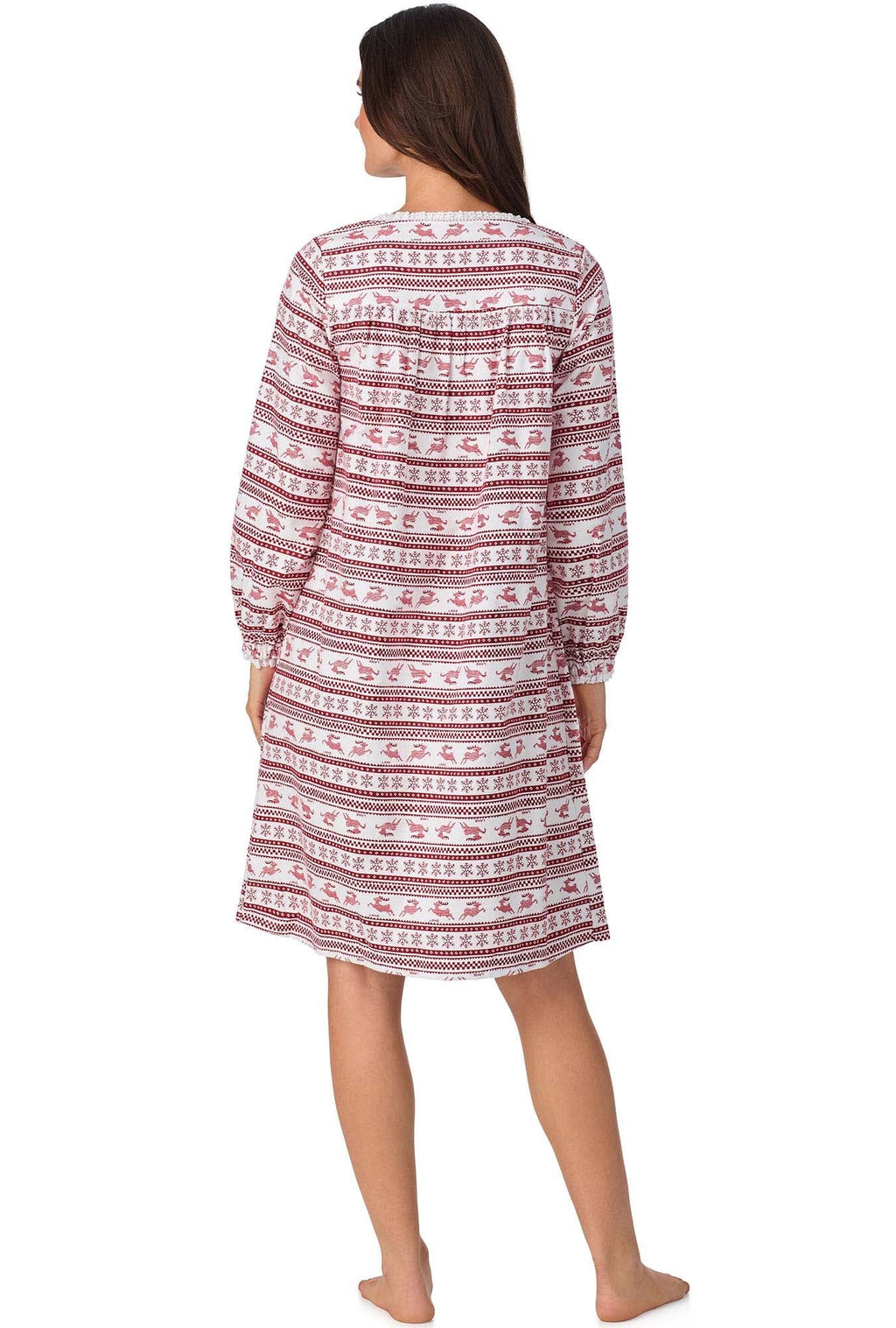 Lanz of Salzburg Women's Red Fair Isle Waltz Flannel Gown