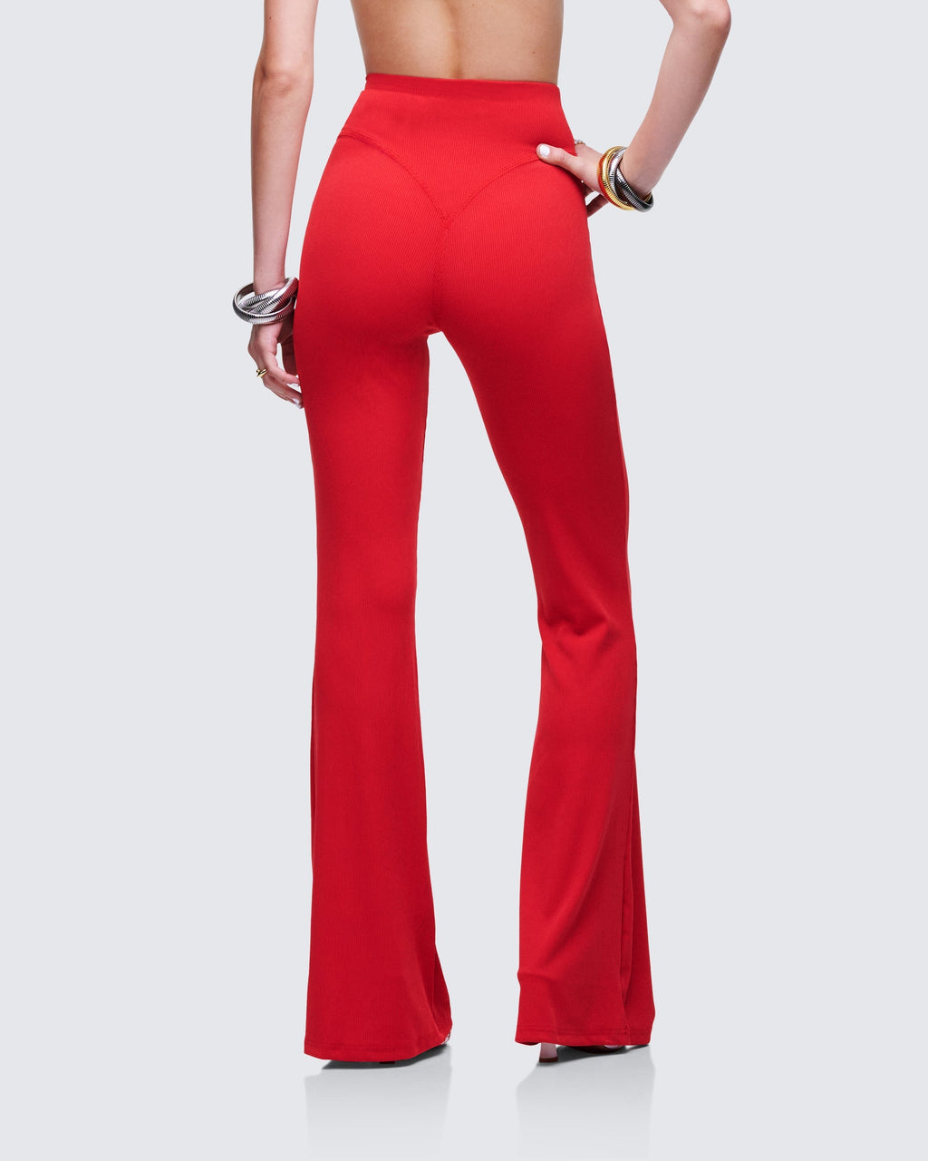 Finesse Cambree Red Ribbed Flare Legging