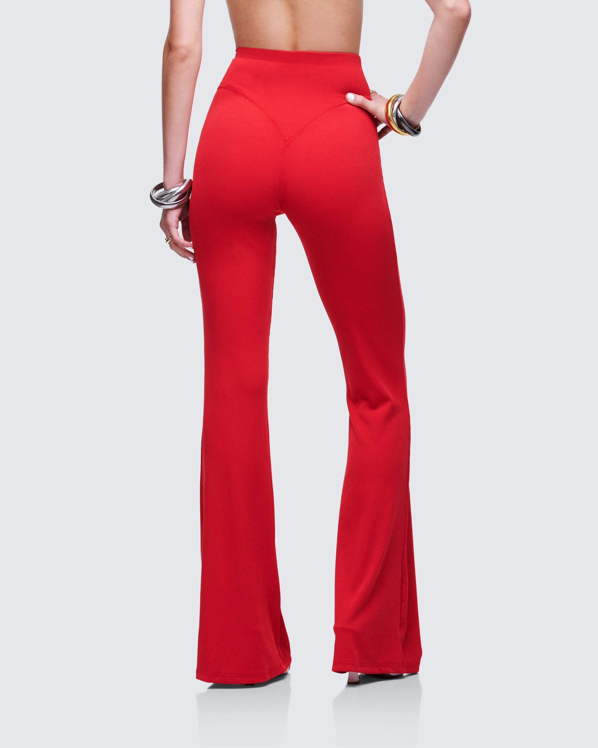 Finesse Cambree Red Ribbed Flare Legging