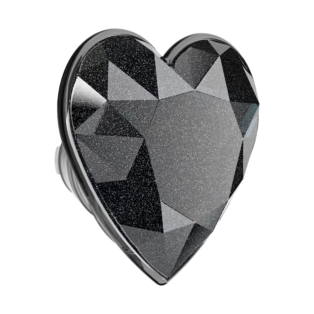 PopSockets Crystal Heart Black Glitter - MagSafe PopGrip