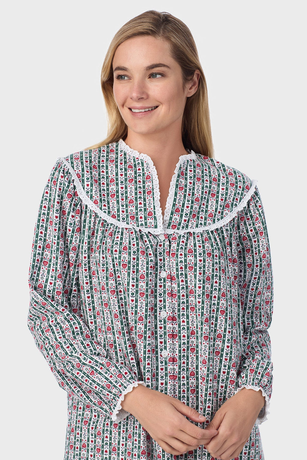 Lanz of Salzburg Women's Hunter Tyrolean Flannel Gown