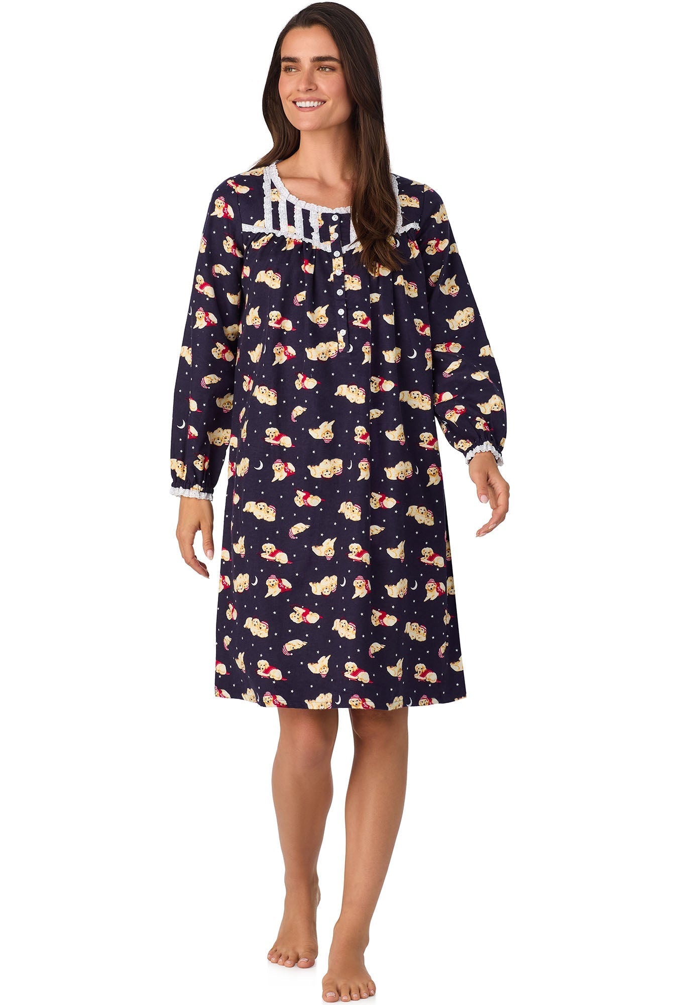 Lanz of Salzburg Women's Cuddly Labs Waltz Flannel Gown