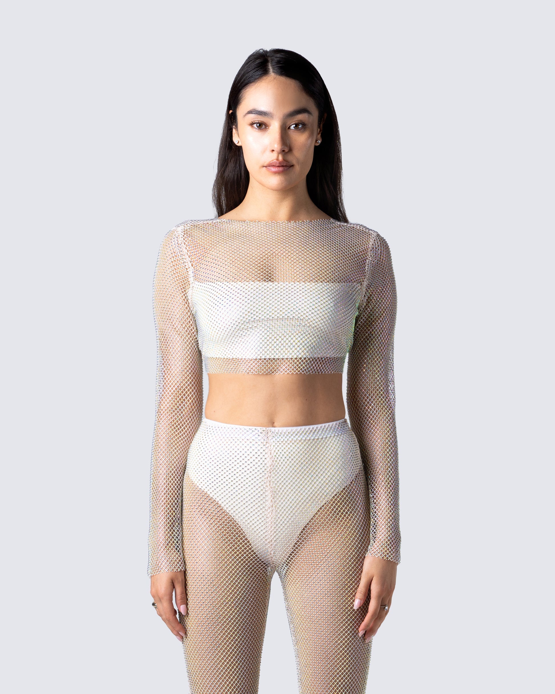 Yanni Cream Rhinestone Top