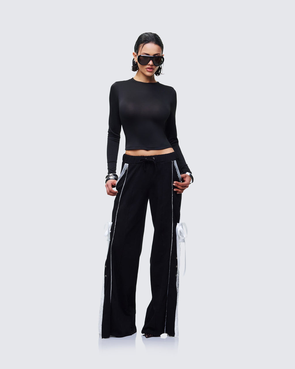 Finesse Corbyn Black Lace Window Sweatpants