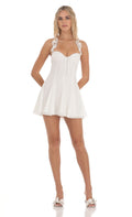 Lucy In The Sky Floral Strap Fit and Flare Dress in White