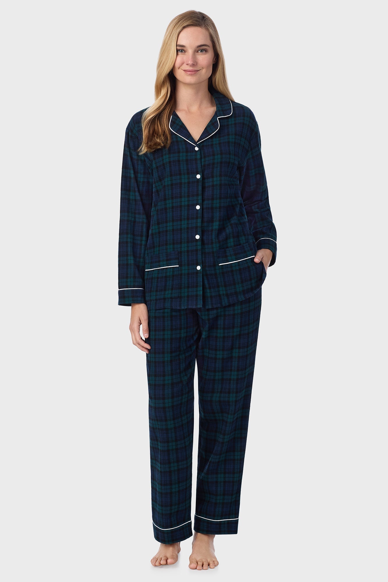 Lanz of Salzburg Women's Black Watch Classic Notch Pajama