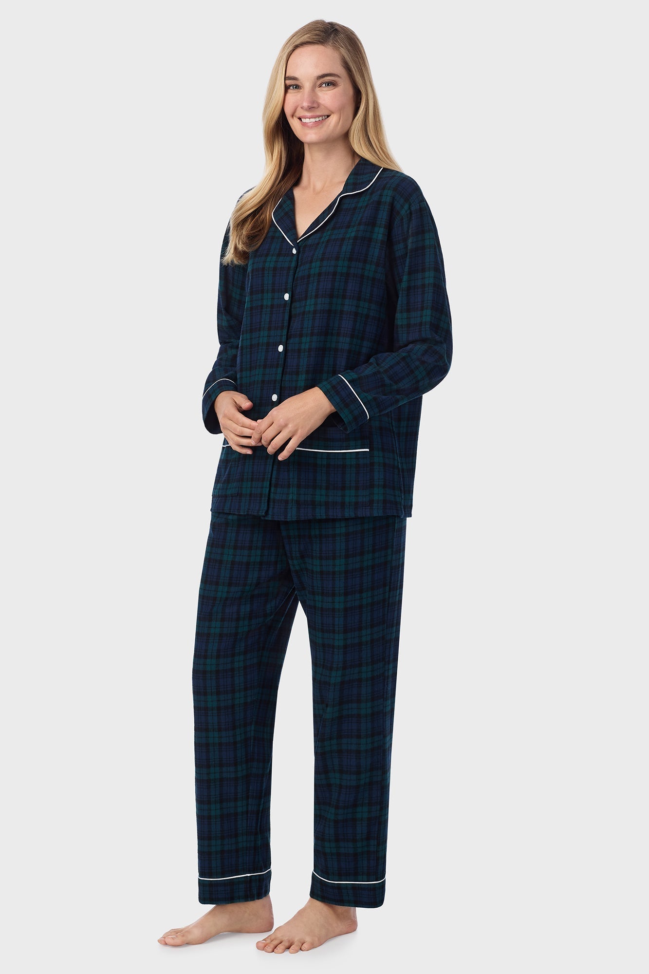 Lanz of Salzburg Women's Black Watch Classic Notch Pajama