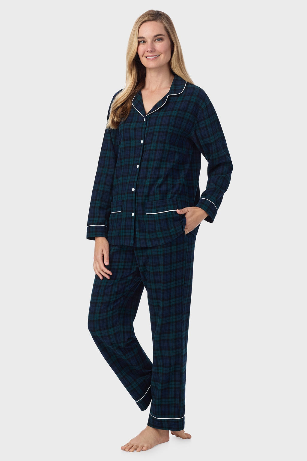 Lanz of Salzburg Women's Black Watch Classic Notch Pajama