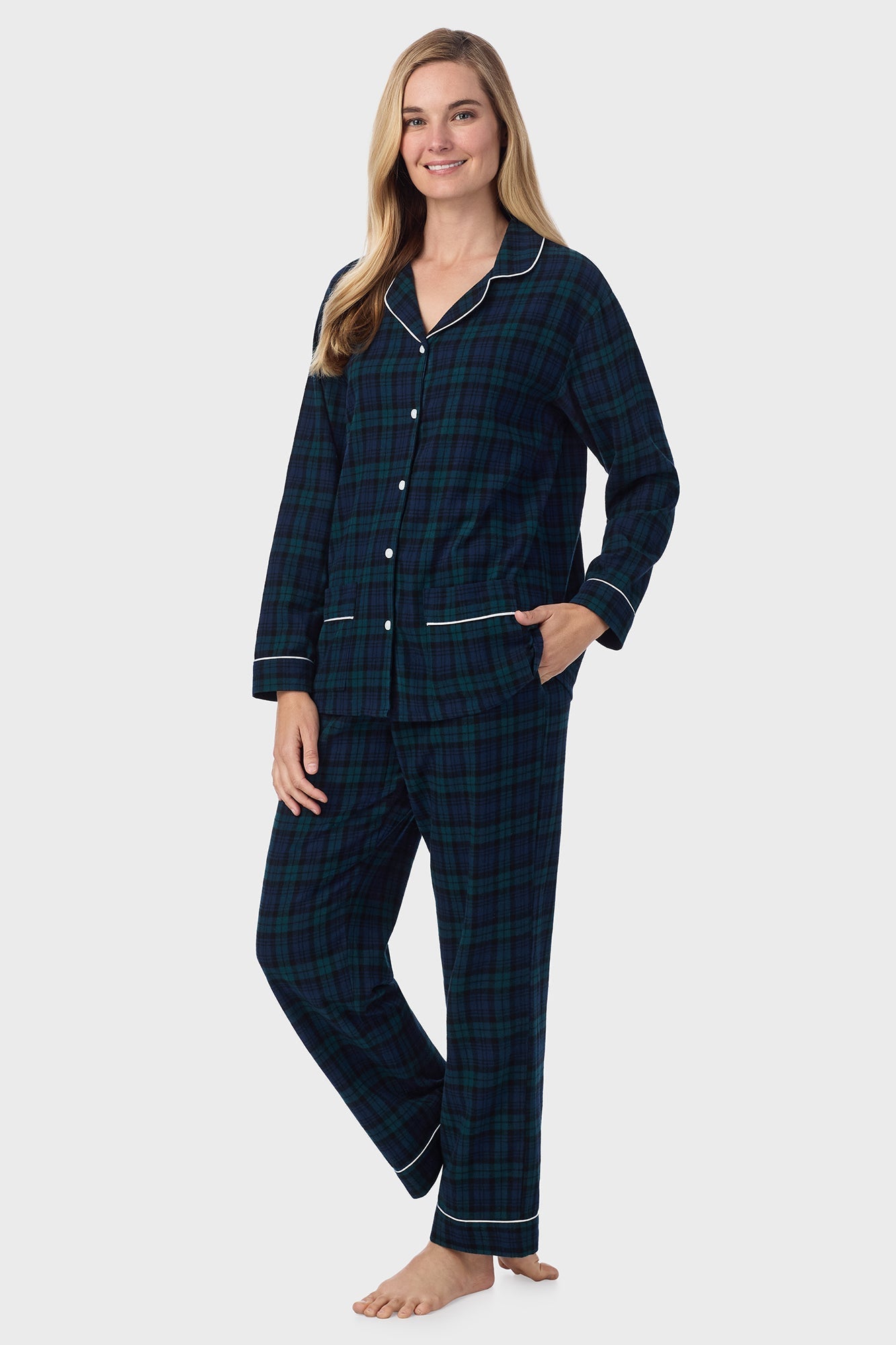 Lanz of Salzburg Women's Black Watch Classic Notch Pajama