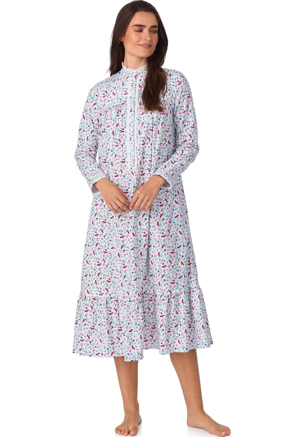Lanz of Salzburg Women's New Cardinal Highneck Flannel Gown