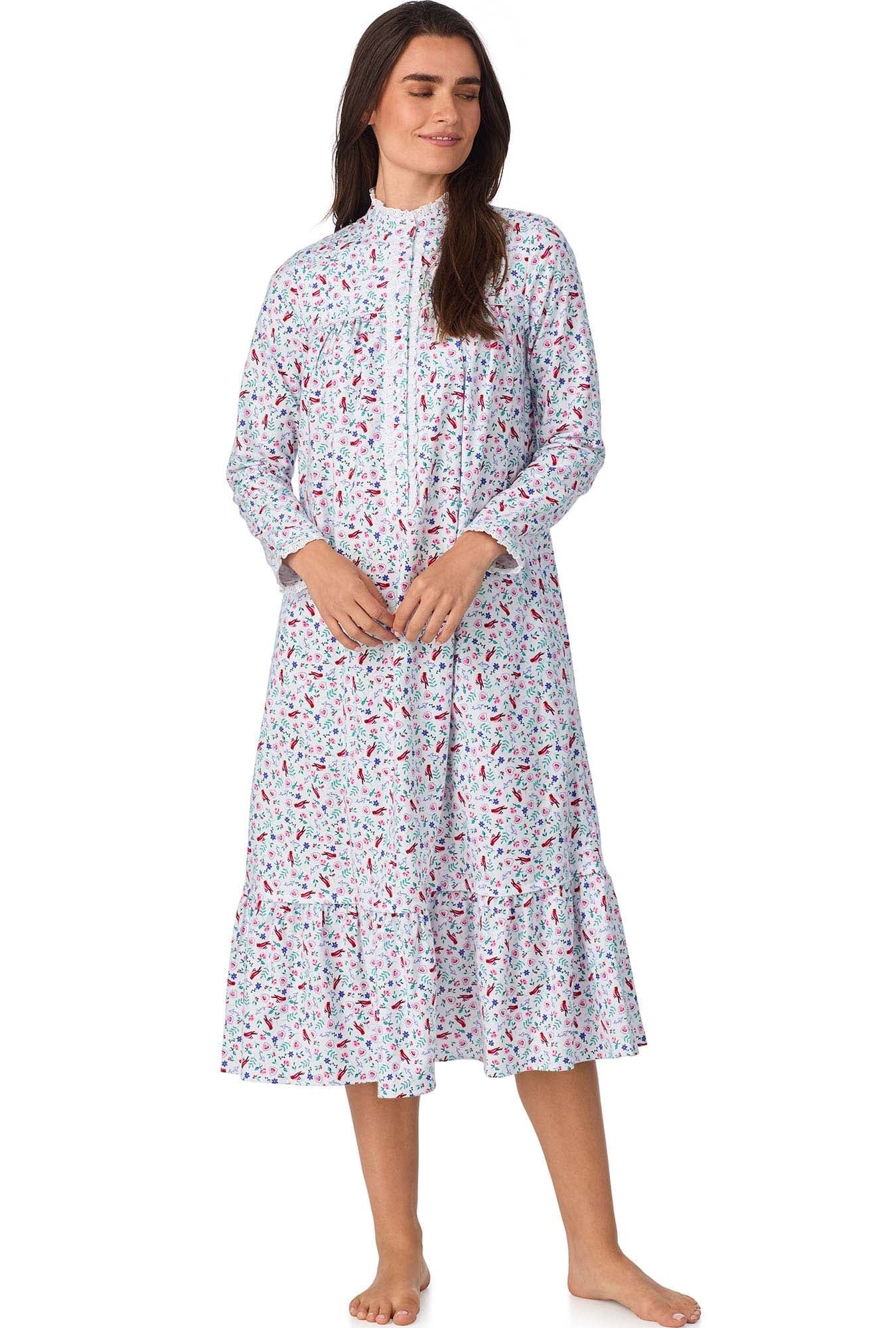 Lanz of Salzburg Women's New Cardinal Highneck Flannel Gown