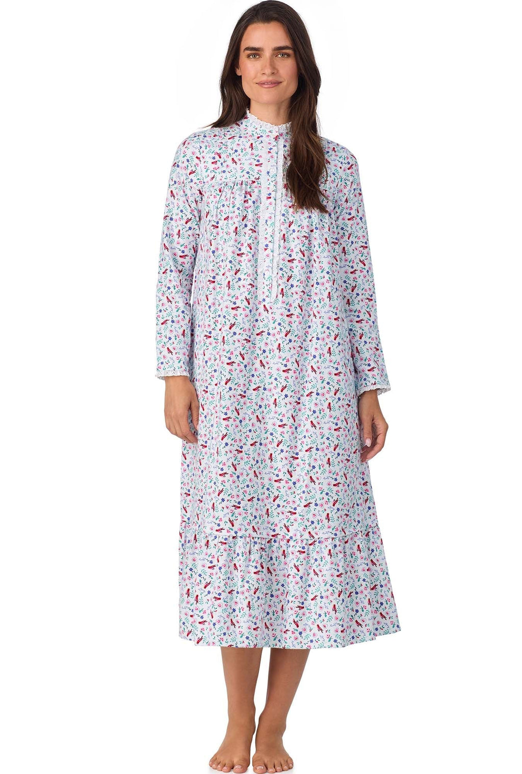 Lanz of Salzburg Women's New Cardinal Highneck Flannel Gown