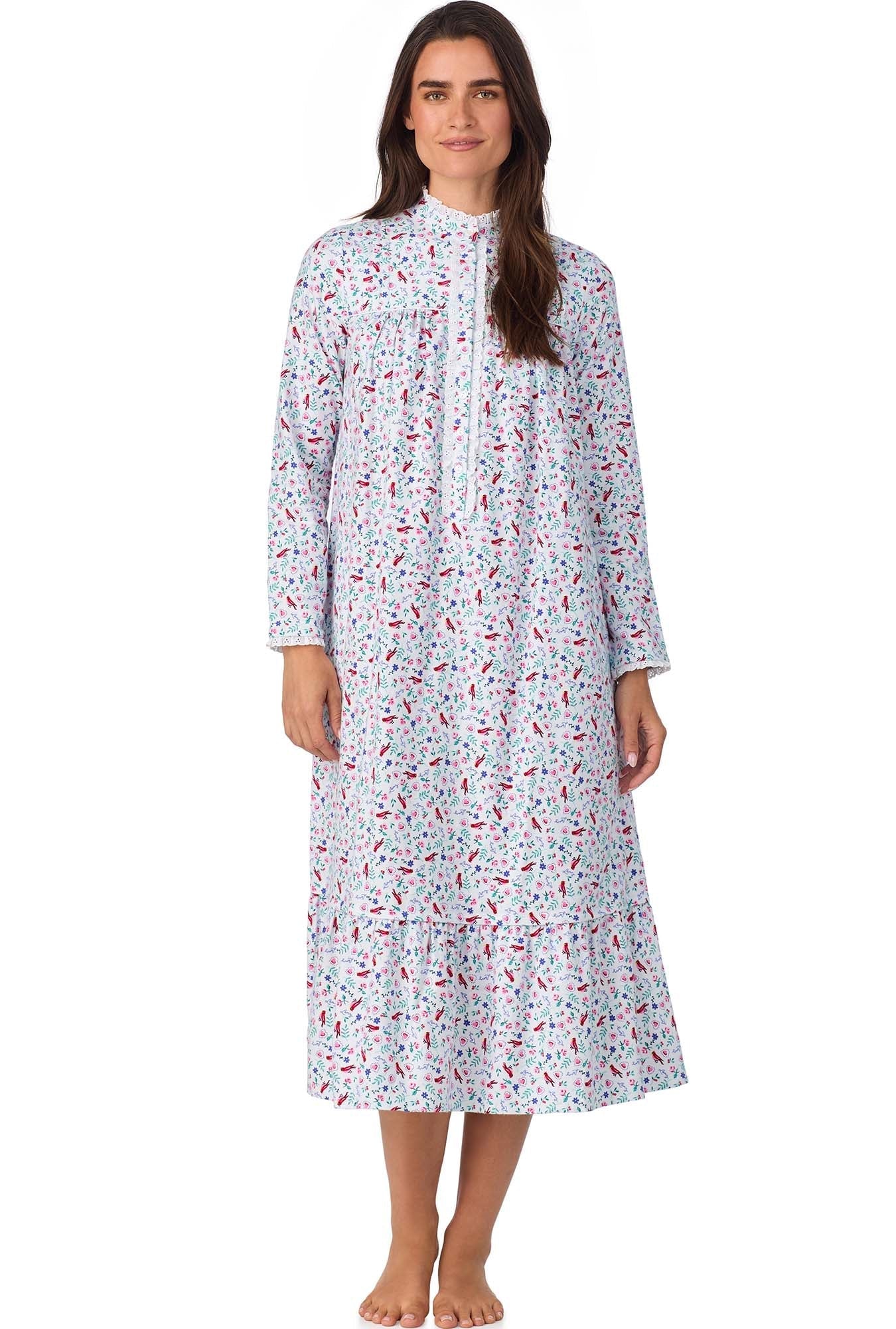 Lanz of Salzburg Women's New Cardinal Highneck Flannel Gown