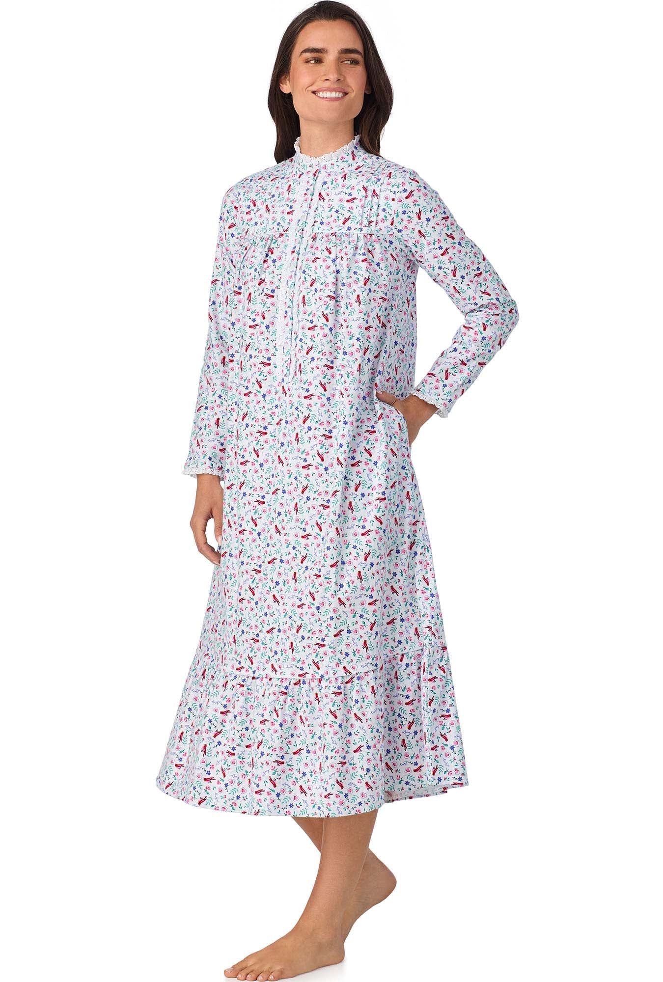 Lanz of Salzburg Women's New Cardinal Highneck Flannel Gown