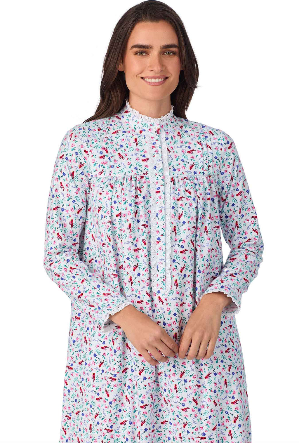 Lanz of Salzburg Women's New Cardinal Highneck Flannel Gown