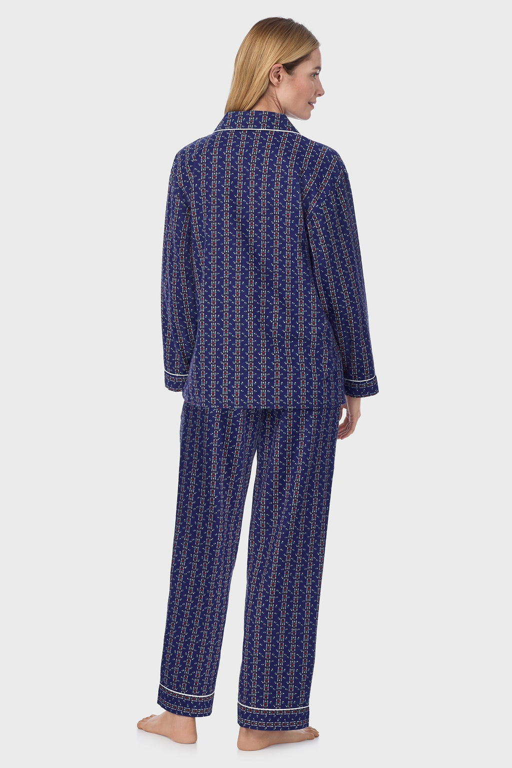 Lanz of Salzburg Women's Vintage Navy Heart Stripe Classic Notch Pajama