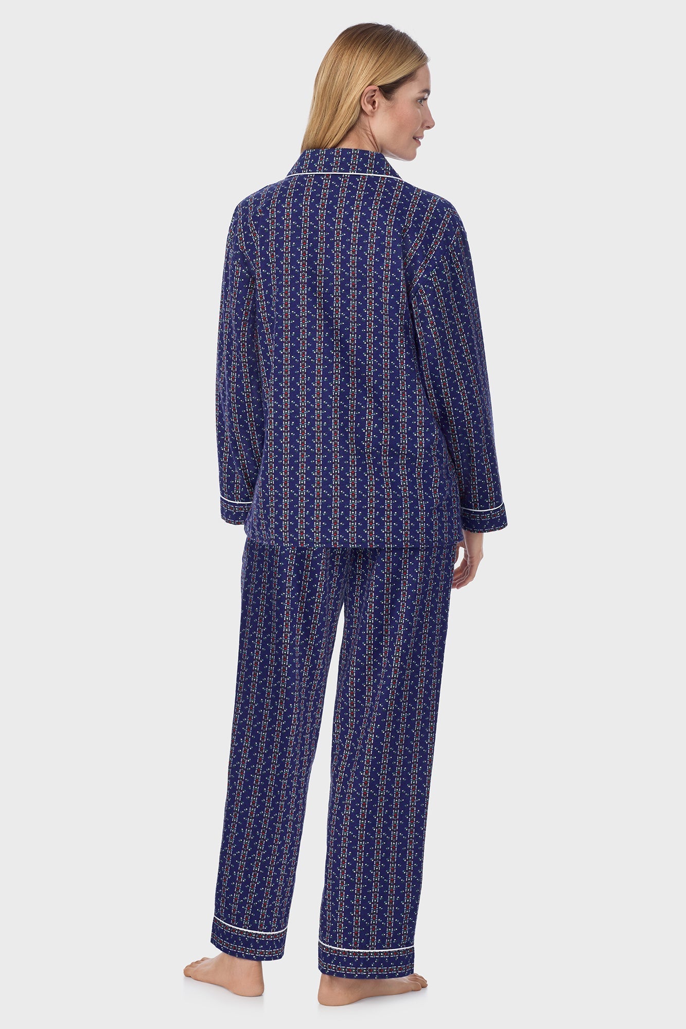 Lanz of Salzburg Women's Vintage Navy Heart Stripe Classic Notch Pajama
