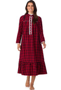 Lanz of Salzburg Women's Buffalo Check Highneck Flannel Gown