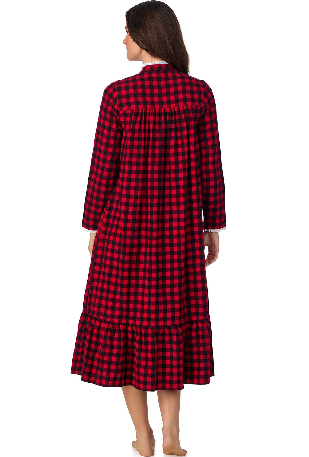 Lanz of Salzburg Women's Buffalo Check Highneck Flannel Gown
