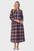 Lanz of Salzburg Women's Sweet & Simple Grey Plaid Flannel Gown