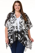 Cato Fashions Floral Shadow Stripe Kimono