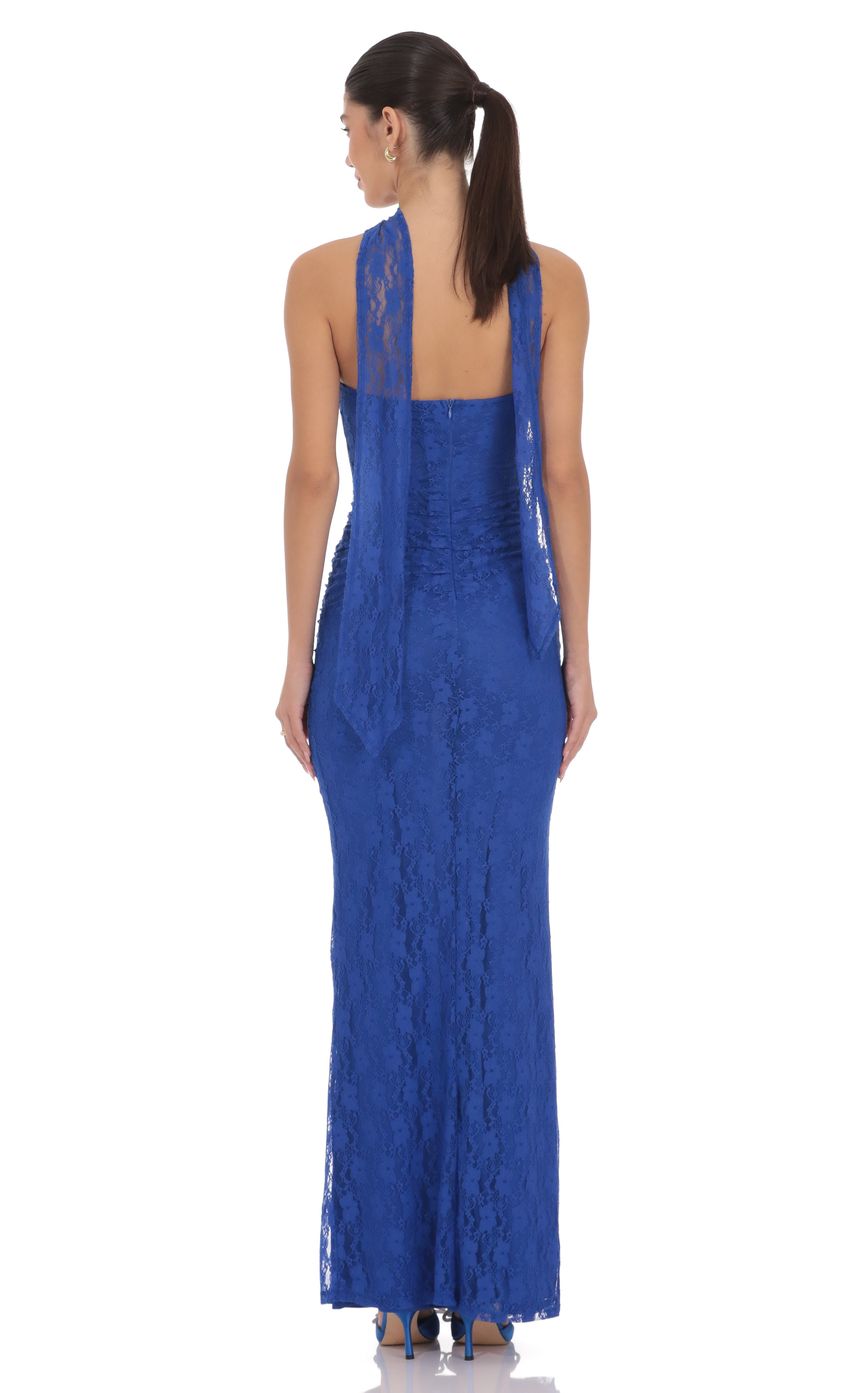 Lucy In The Sky Scarf Lace Maxi Dress in Royal Blue