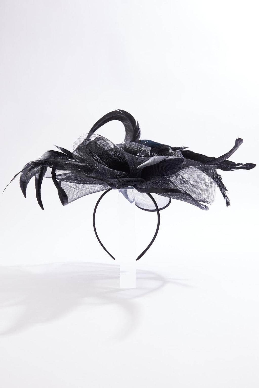 Cato Fashions Layered Mesh Bow Feather Fascinator